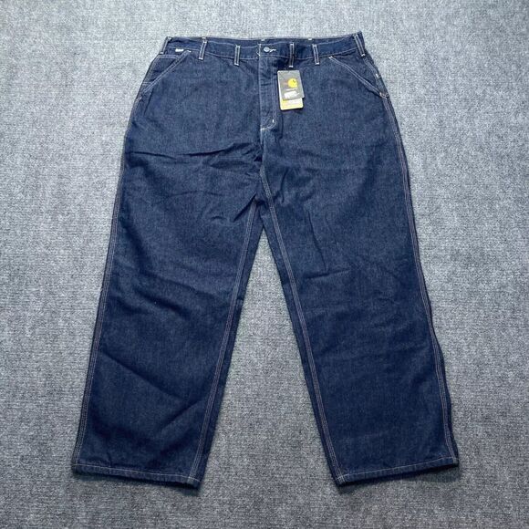 Carhartt Flame Resistant Men's Denim Jeans Dungarees Straight Leg Size 52x32 NEW - Picture 1 of 7